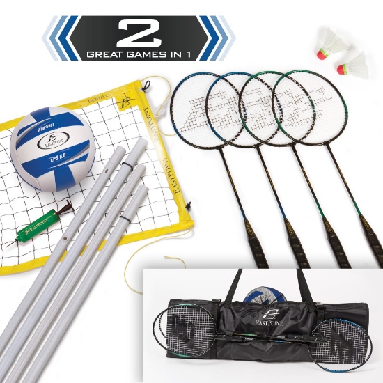 EastPoint Sports Volleyball Badminton Combo Set with Net and Roll-up Carrier MSRP ($): $36.85