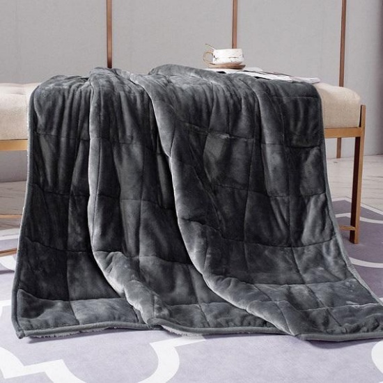 Je T'adore 15 Lb. Velvet Sherpa Weighted Blanket (48" x 72") Gray - $49.94 MSRP