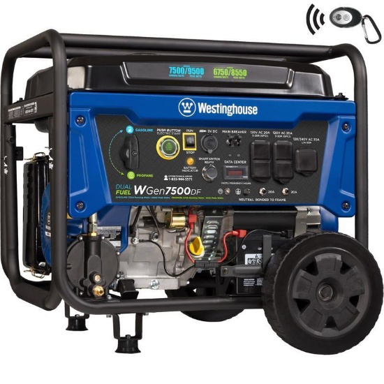 Westinghouse WGen7500DF 9,500/7,500 Watt Dual Fuel
