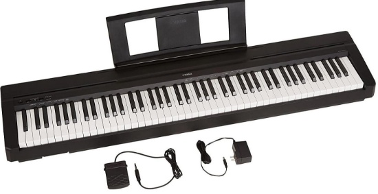 YAMAHA P71 88-Key Weighted Action Digital Piano with Sustain Pedal and Power Supply, Black