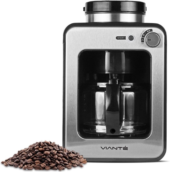 Viante Mini Coffee Maker With Grinder Built In | Grind And Brew. Bean To Cup | Uses Whole Coffee