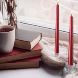 Howemon Dark Red Taper Candles 12 Inch Tall Thick Burn 10 Hours (Burgundy)