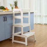 Mangohood Kitchen Helper Step Stool for Kids and Toddlers with Safety Rail Children Standing Tower