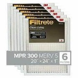 Filtrete 20x24x1, AC Furnace Air Filter, MPR 300, Clean Living Basic Dust, 6-Pack - $33.00 MSRP