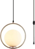 Surpars House Plug in Rose Golden Pendant Light Dimmable Globe Chandelier $29.98 MSRP