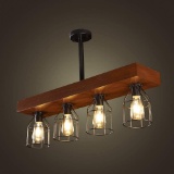Wellmet Wood Farmhouse Kitchen Island Lighting with Metal Cages, Smooth Finished,...$100.00