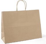 16x6x12 Brown Kraft Paper Bags with Handles, Bulk 100 Pack