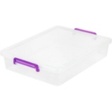 IRIS Large Modular Latching Box with Purple Handle, Clear Set of 6