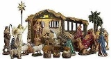 23 Pieces 5-inch The Real Life Nativity - Includes Lighted Stable Palm Tree
