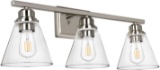 3-Light Bathroom Light, Brushed Nickel Vanity Light Fixtures, Bathroom Wall Sconce - $59.99 MSRP