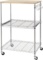 Finnhomy 3-Tier Wire Rolling Kitchen Cart, Food Service Cart, Microwave Stand, Oak - $68.99 MSRP