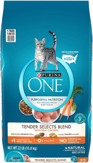 Purina One Tender Selects Blend Adult Dry Cat Food (Chicken, 22 lb. Bag) - $31.99 MSRP