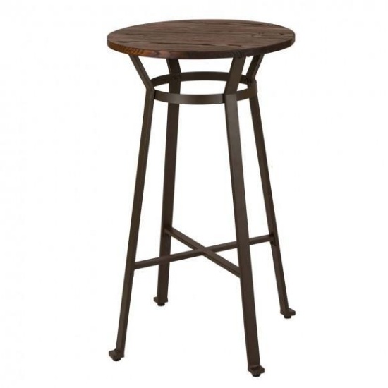 Glitzhome Rustic Steel Bar Table Round Wood Top Dining Room Pub Table Furniture - $148.98 MSRP