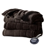 Sunbeam Heated Electric Blanket Channeled Microplush Full Size Walnut Brown - $64.95 MSRP