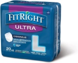Medline Fitright Ultra Protective Underwear, Large, 4 packs of 20 (80 total) - $54.23 MSRP