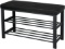 Finnhomy Entryway Shoe Rack With Cushioned Seat, 2 Shelves Storage Bench With Faux - $53.99 MSRP