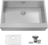 TORVA 30-inch Apron Front Farmhouse Kitchen Sink Single Bowl 16 Gauge Stainless Steel Flat Front