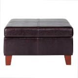 HomePop Luxury Large Faux Leather Storage Ottoman