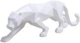 Wyhweilong White Black Panther Sculpture Ornaments Sculpture Geometric Resin Leopard $52.98 MSRP