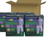 Depend Night Defense Incontinence Underwear for Women, Disposable, Overnight, Large, Blush, 56 Count