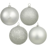 Vickerman 4 in. Silver Ball 4-Finish Asst Christmas Ornament (N591007A)