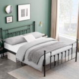 VECELO Queen Size Bed Frame Metal Platform Mattress Foundation with Headboard and Footboard