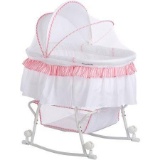 Dream On Me Lacy Portable 2-in-1 Bassinet And Cradle, Pink/White