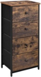 SONGMICS Rustic Vertical Dresser Tower, Industrial Drawer Dresser with 4 Drawers