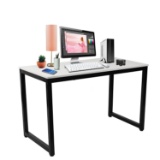 Halter 47 inch Computer Desk White Surface Black Frame (White-Black)