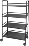 Richards Homewares Rolling Cart Black Shelves with Wheels 4 Tier (049412147910)-Black - $62.99 MSRP