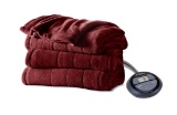 Sunbeam Heated Blanket | Microplush, 10 Heat Settings, Red