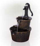 Alpine Corporation 2-Tier Rustic Pump Barrel Waterfall For Garden, Patio, Deck, Porch- $48.00 MSRP