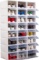 PD Master 12 Pack Folding Shoe Storage Boxes Portable Assemble Clear Plastic Stack Shoe $28.51 MSRP