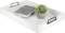 MyGift Vintage White Wood 20-Inch Serving Tray with Black Metal Handles