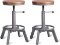 Set of 2 Industrial Bar Stools Short Stool Swivel Wooden Seat Kitchen Island Chairs