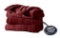 Sunbeam Heated Electric Velvet Plush Blanket With 10 Heat Settings, Twin, Garnet