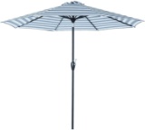 Tempera 9 ft Patio Umbrella Outdoor Patio Table Umbrella with Tilt, 8 Sturdy Ribs, Blue White Stripe