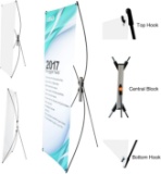 T-SIGN Premium Adjustable Tripod X Banner Stand Fits Banner Sizes from 23 x 63 Inches to 31 x 71 In