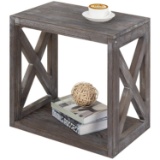 MyGift Rustic Wood Rectangular End Table with Vintage Grey Finish