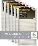 Filtrete 20x30x1, AC Furnace Air Filter, MPR 300, Clean Living Basic Dust, 6-Pack