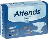Attends Advanced Briefs, Large (44-58 Inch Waist) 24 Counts (2 Packs)