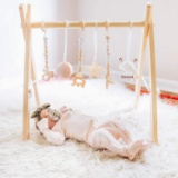 Funny Supply Wooden Baby Gym with 6 Gym Toys Foldable Baby Play Gym Frame $54.99 MSRP