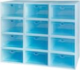 Muzha Stackable Shoe Storage Box, Foldable Clear Plastic Shoe Organizer, 12 Pack $30.99 MSRP