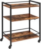 HOOBRO Bar Cart, Rolling Serving Cart with Wine Glasses Hooks, 3-Tier Utility Cart BF02TC01