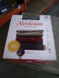 Sunbeam Heated Electric Velvet Plush Blanket With 10 Heat Settings, Queen