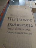 HBTower 3 Step Ladder, Green And Black