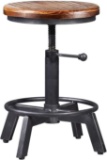 Bokkolik Industrial Bar Stool-Counter Height Chairs- Swivel Wooden Seat- Adjustable