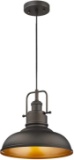 Zeyu Farmhouse Pendant Light, 1-Light Industrial Hanging Light Fixture 11-inch, Oil Rubbed Bronze