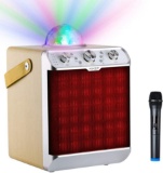 HIKEP Bluetooth Karaoke Machine with Disco Ball, White, $79.99