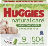 Baby Wipes, Huggies Natural Care Sensitive Baby Diaper Wipes (00036000419269)(504 Wipes Total)